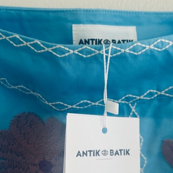 Antik Batik Tady Blue Multicolor Sky Floral Embroidered Lined Cotton Skirt NWT - Picture 3 of 16